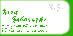 nora zahorszki business card